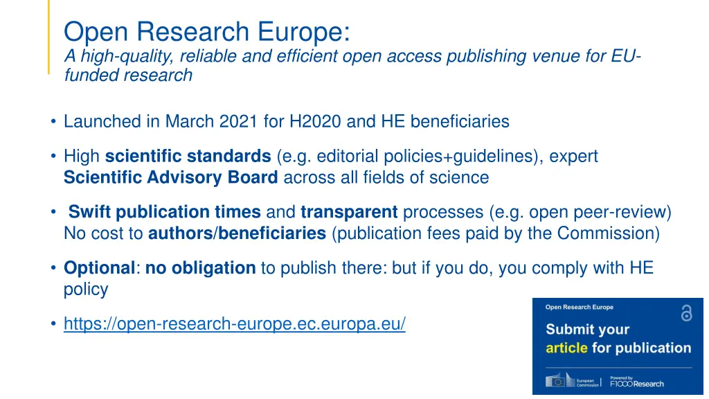 open research europe a high quality reliable