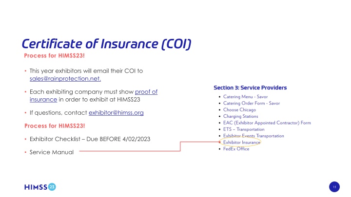certificate of insurance coi process for himss23