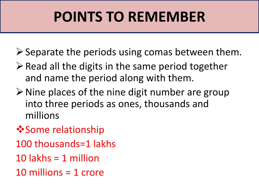 points to remember