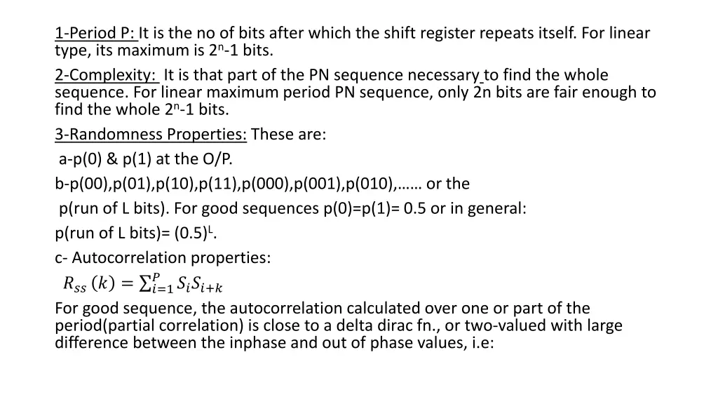 1 period p it is the no of bits after which