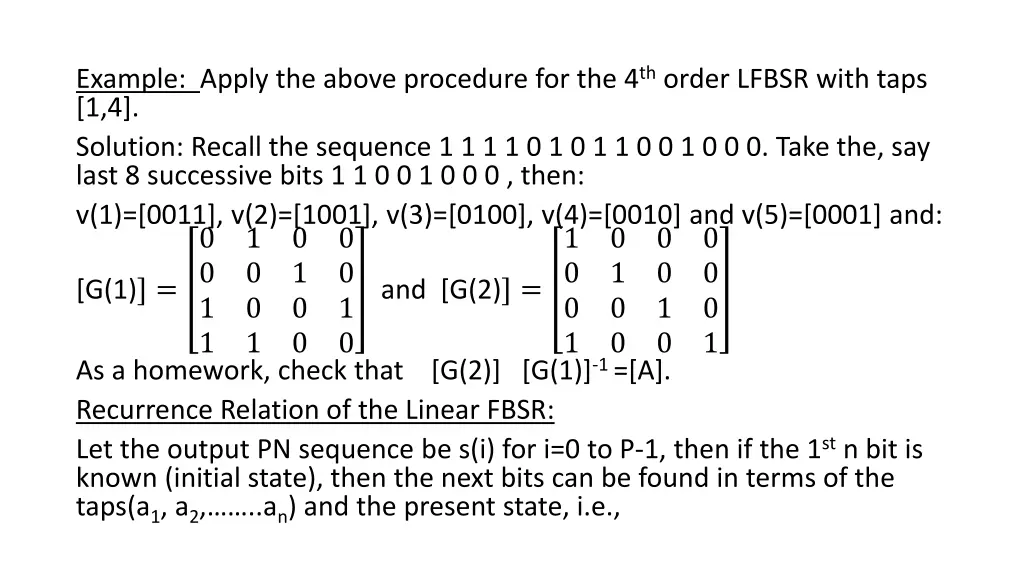 example apply the above procedure