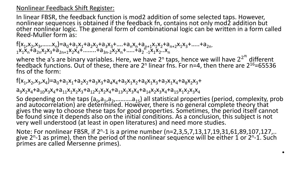 nonlinear feedback shift register in linear fbsr