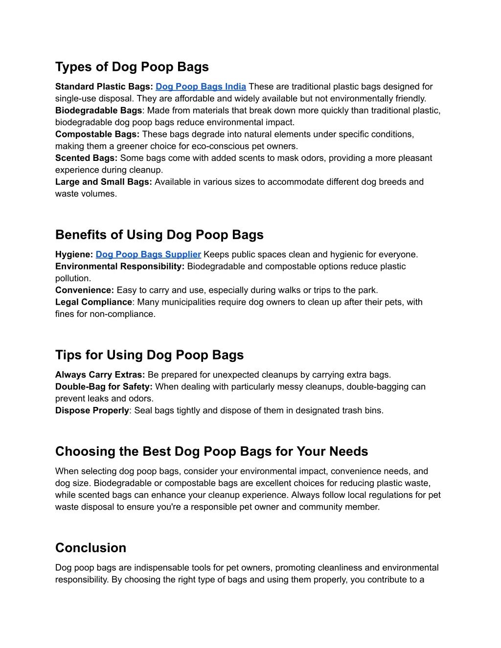 types of dog poop bags