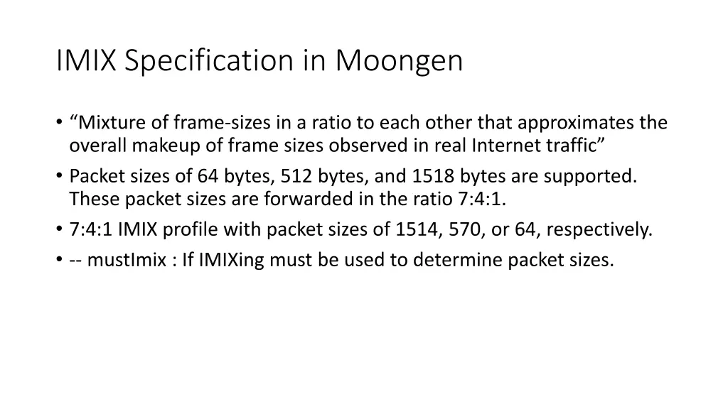 imix specification in moongen