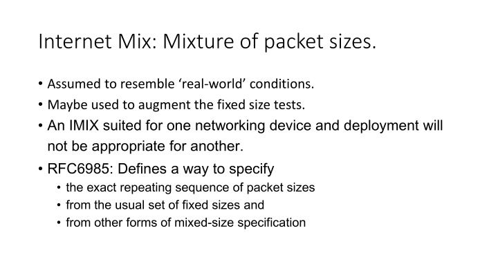 internet mix mixture of packet sizes