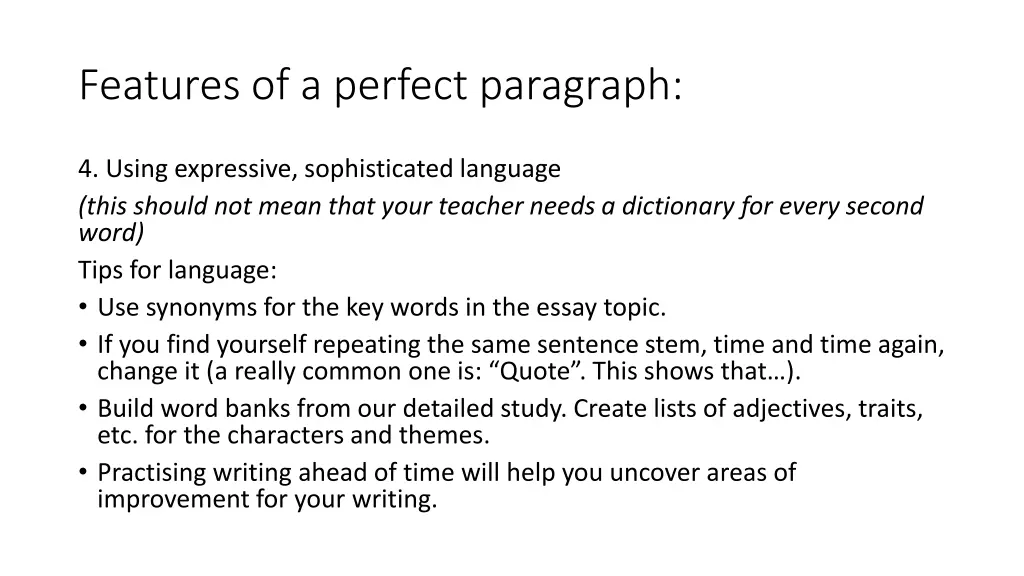 features of a perfect paragraph 3