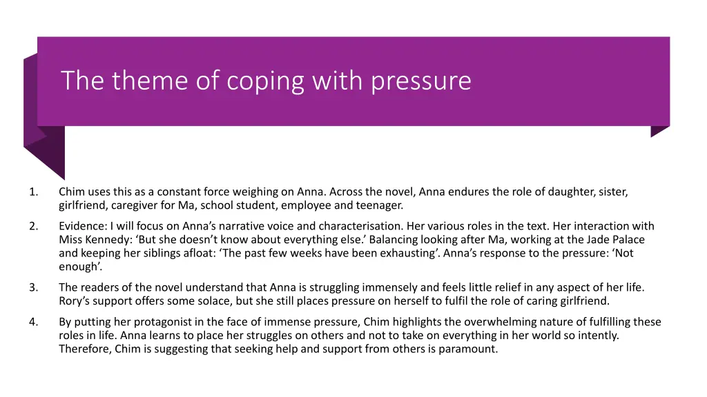 the theme of coping with pressure