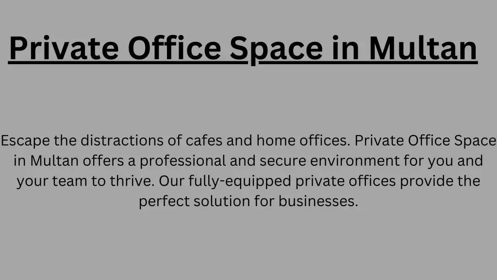 private office space in multan