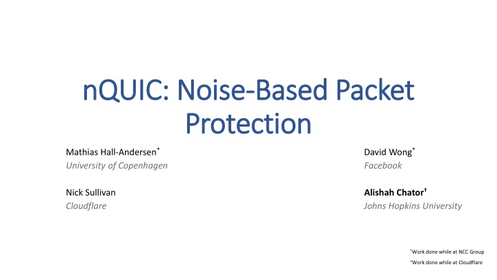 nquic nquic noise noise based packet protection