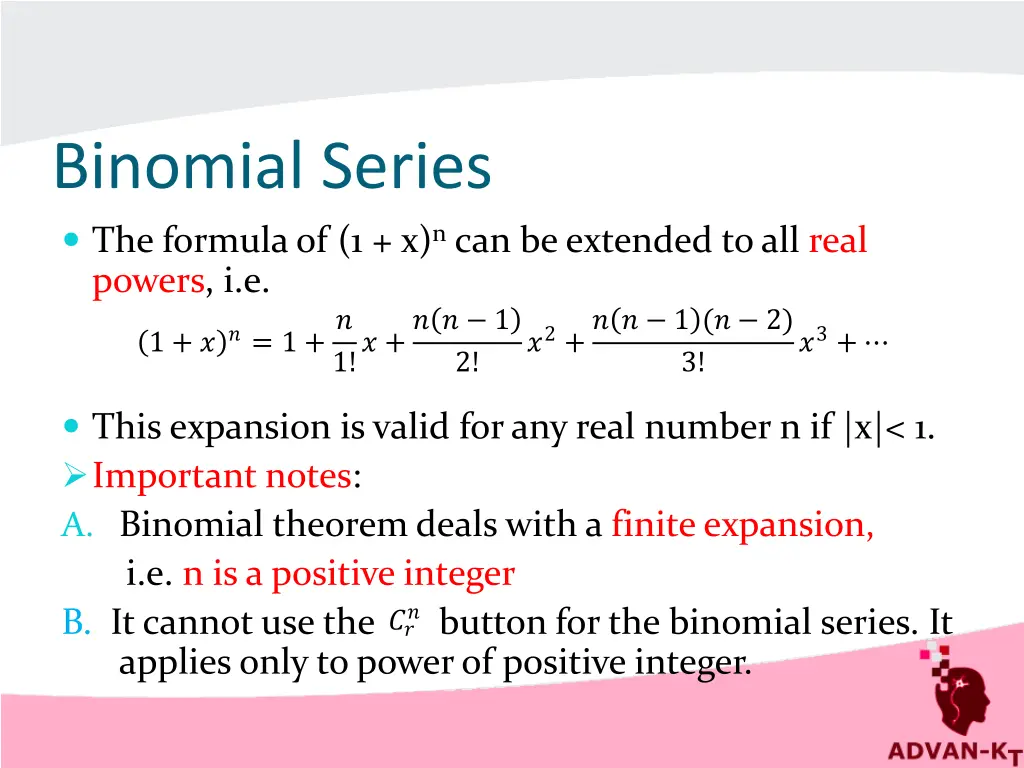 binomial series the formula