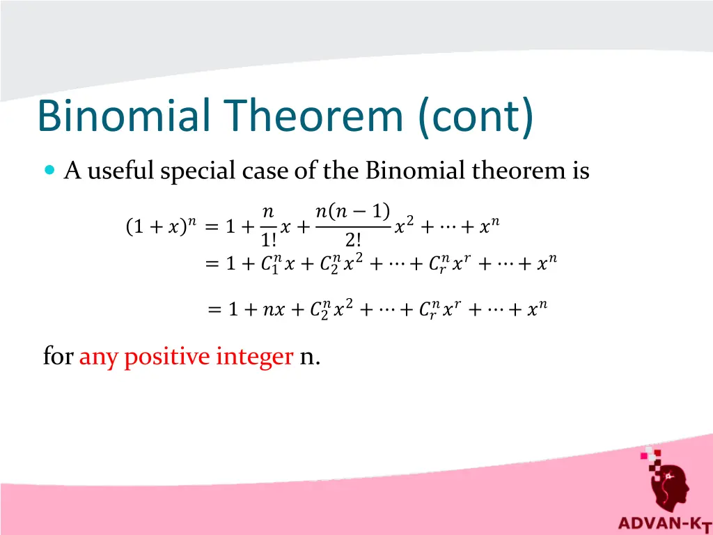 binomial theorem cont