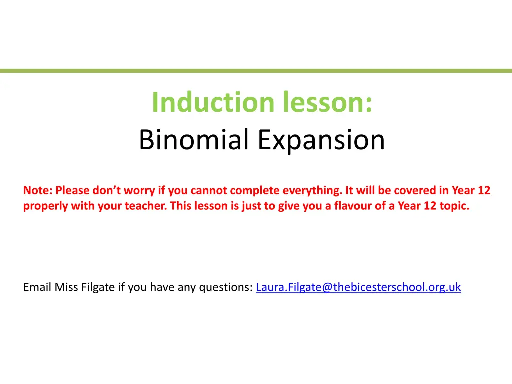 induction lesson binomial expansion