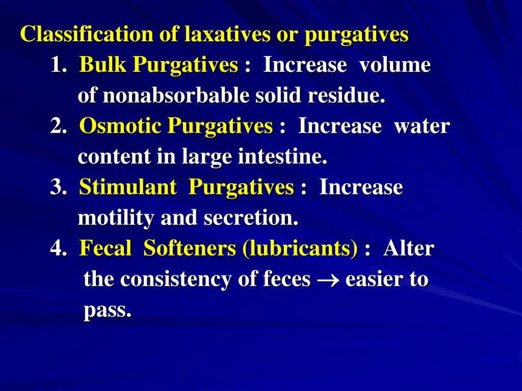 classification of laxatives or purgatives 1 bulk