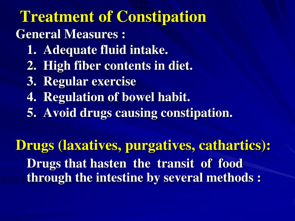 treatment of constipation general measures