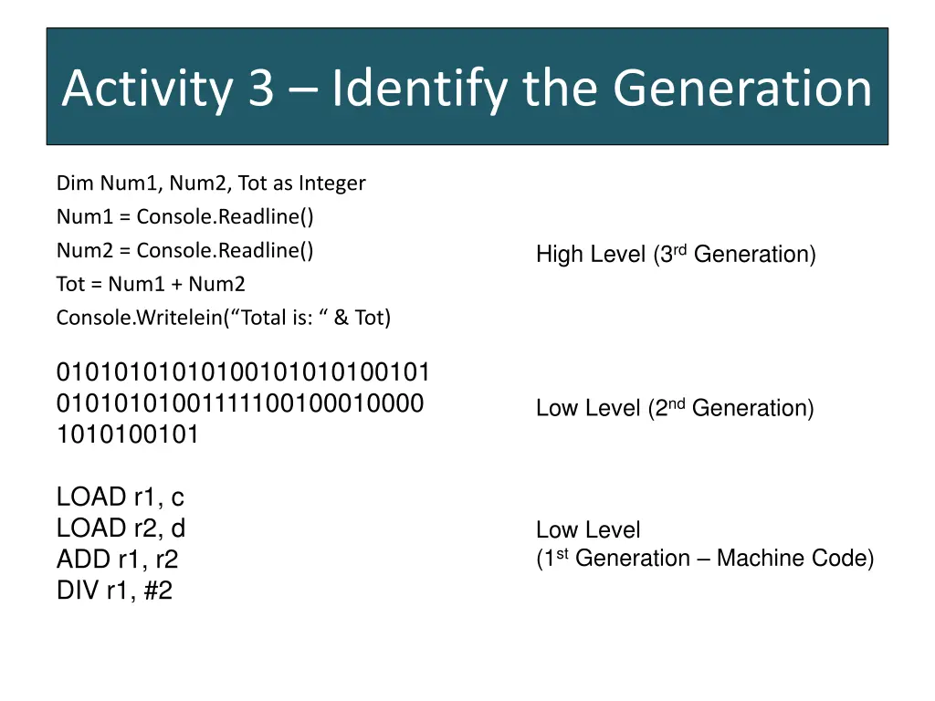 activity 3 identify the generation