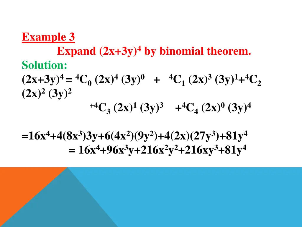 example 3 expand 2x 3y 4 by binomial theorem