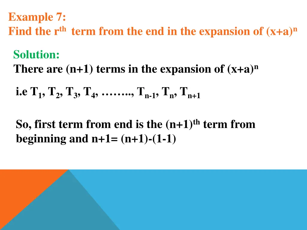 example 7 find the r th term from