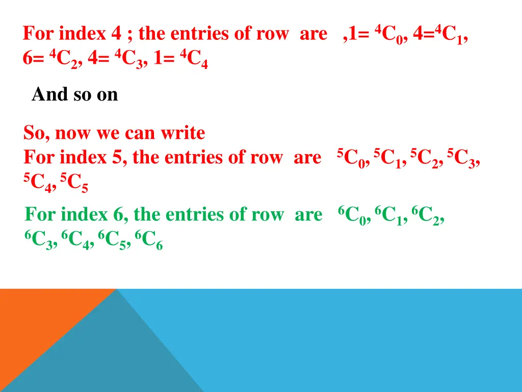 for index 4 the entries