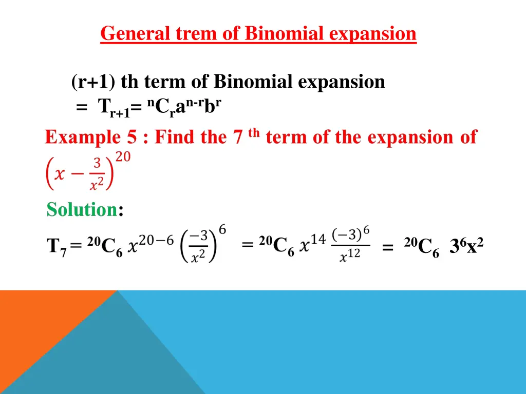 general trem of binomial expansion