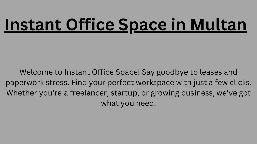 instant office space in multan