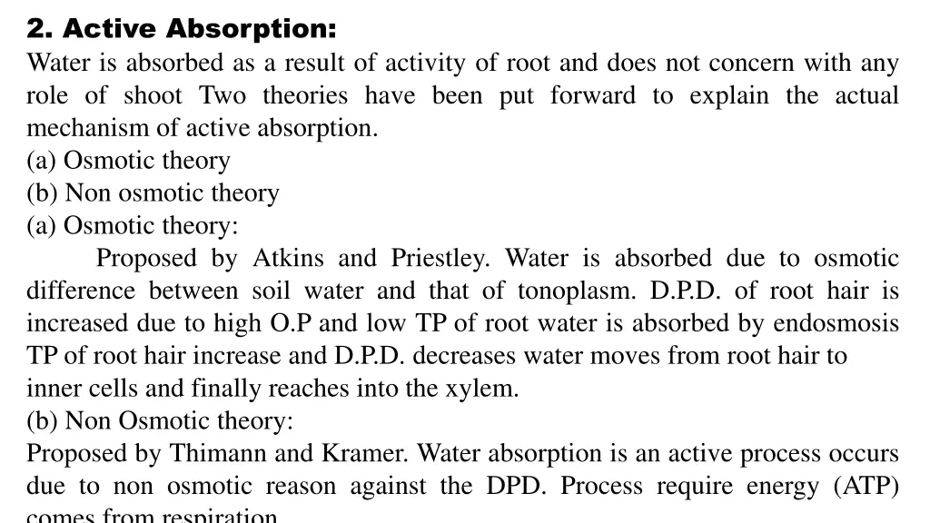 2 active absorption water is absorbed as a result