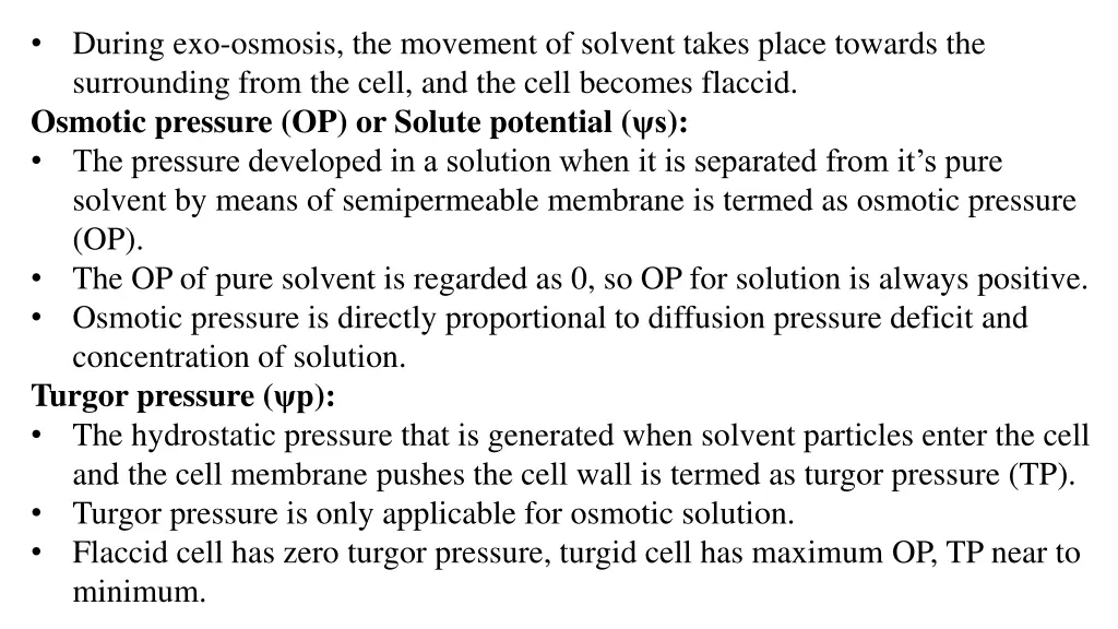 during exo osmosis the movement of solvent takes