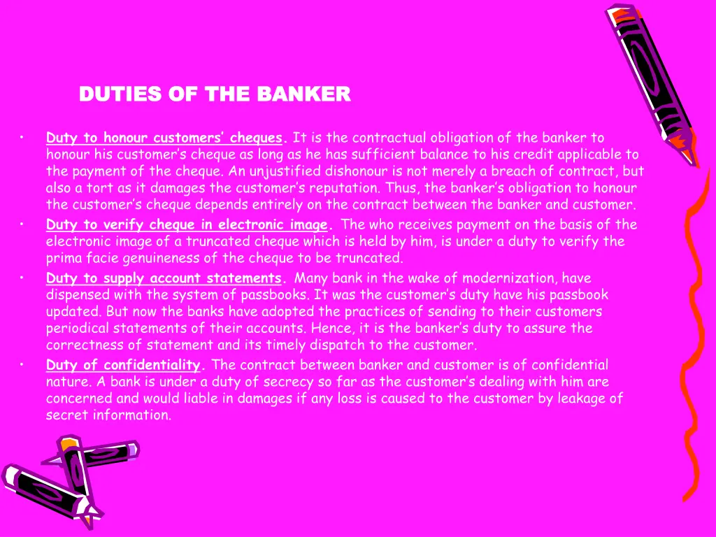 duties of the banker duties of the banker