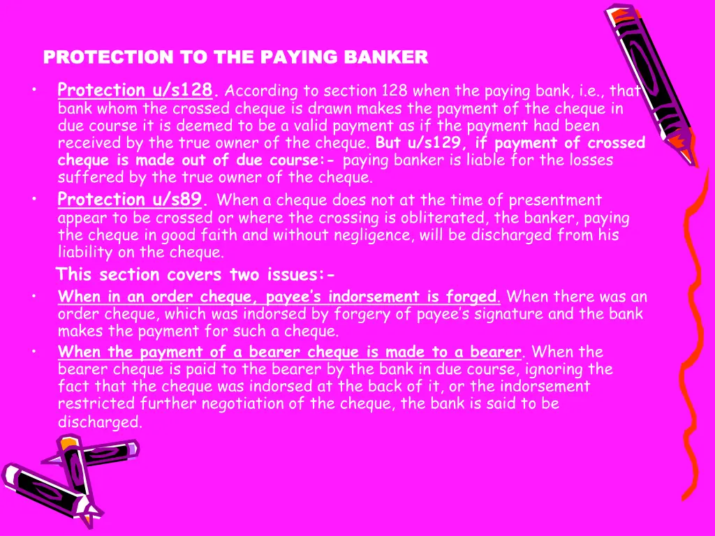 protection to the paying banker protection