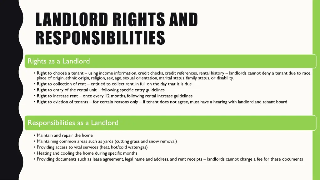 landlord rights and responsibilities