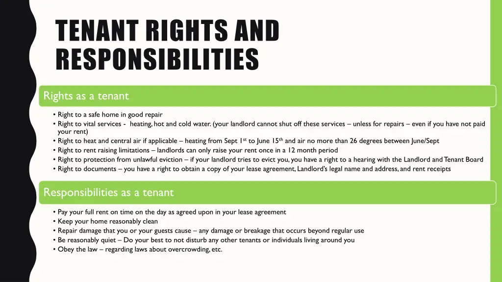 tenant rights and responsibilities