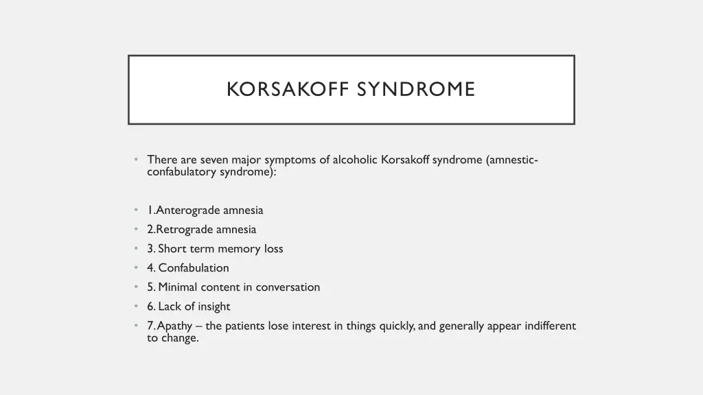 korsakoff syndrome