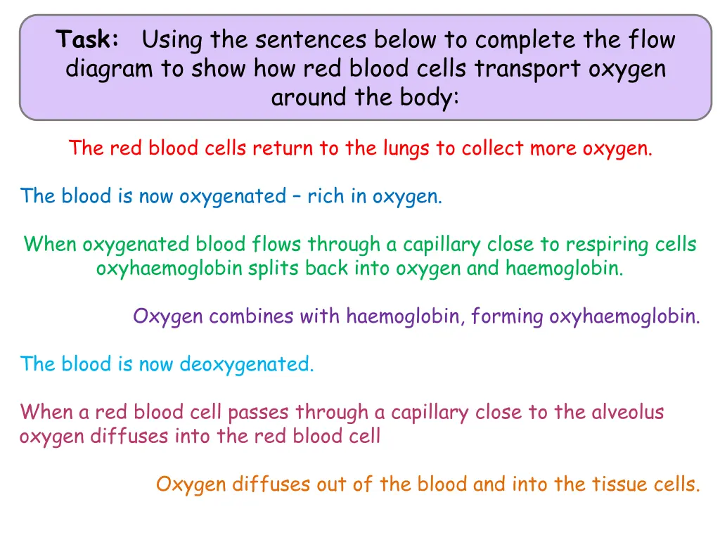 task using the sentences below to complete