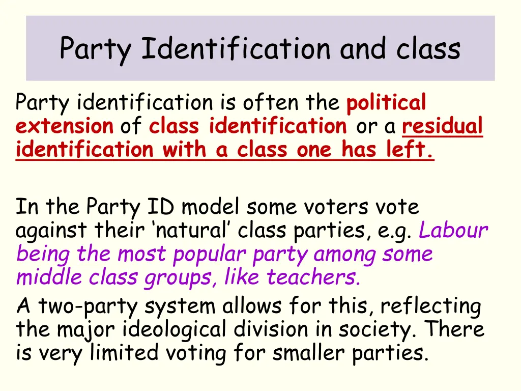 party identification and class