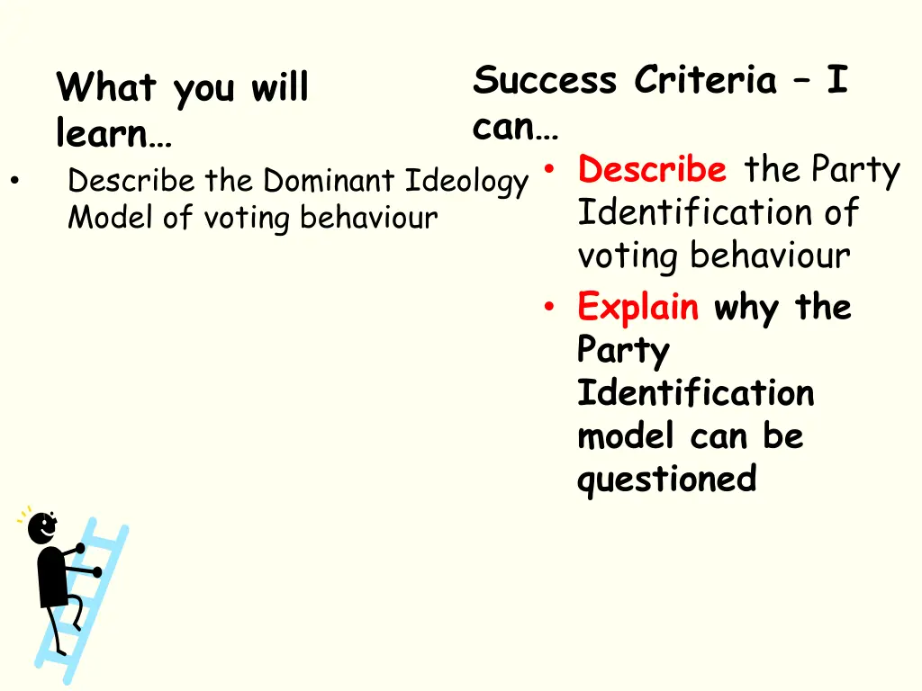 success criteria i can describe the party