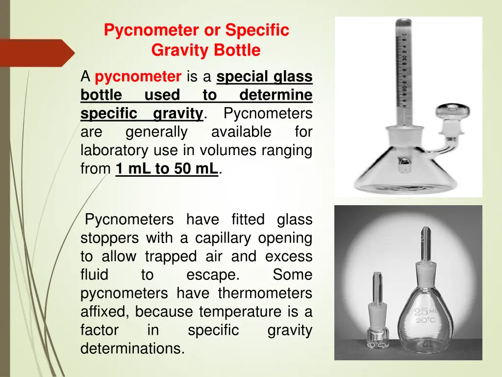 pycnometer or specific gravity bottle