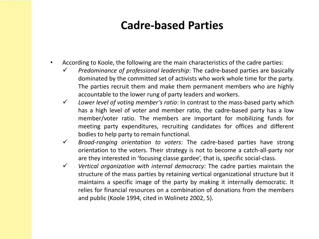 cadre based parties