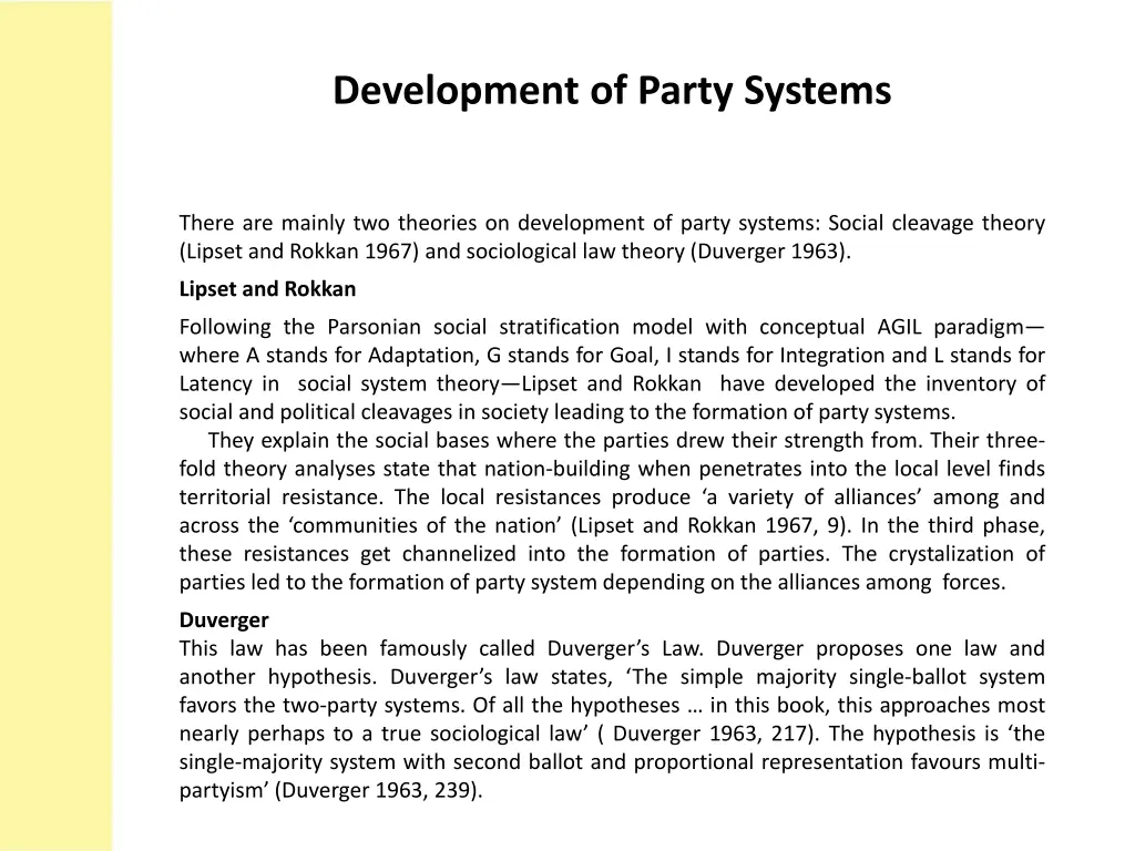 development of party systems