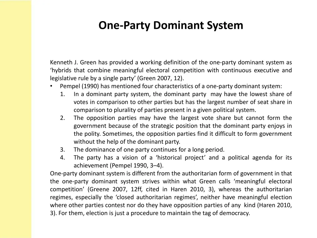 one party dominant system