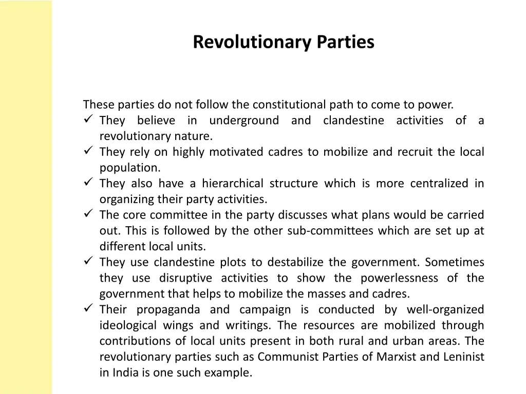 revolutionary parties