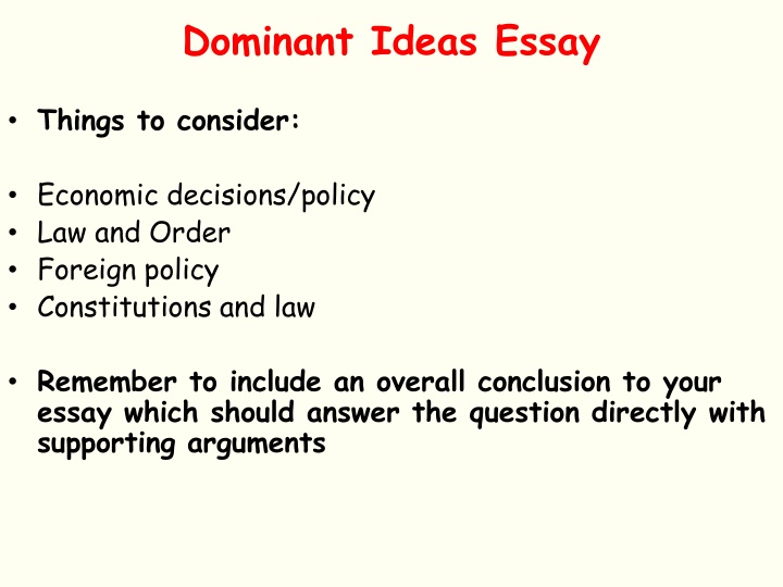 dominant ideas essay