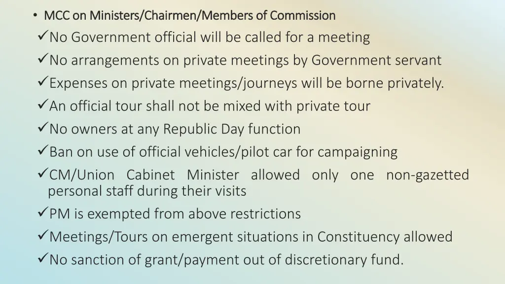 mcc on ministers chairmen members of commission