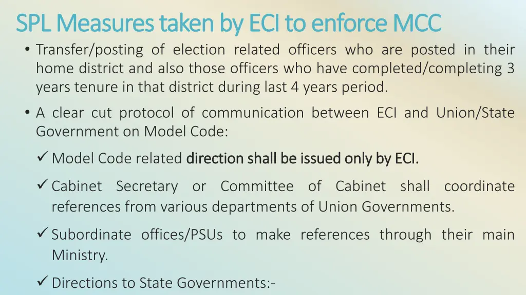 spl measures taken by eci to enforce