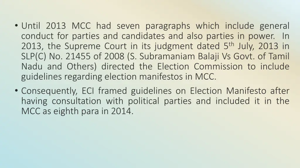 until 2013 mcc had seven paragraphs which include