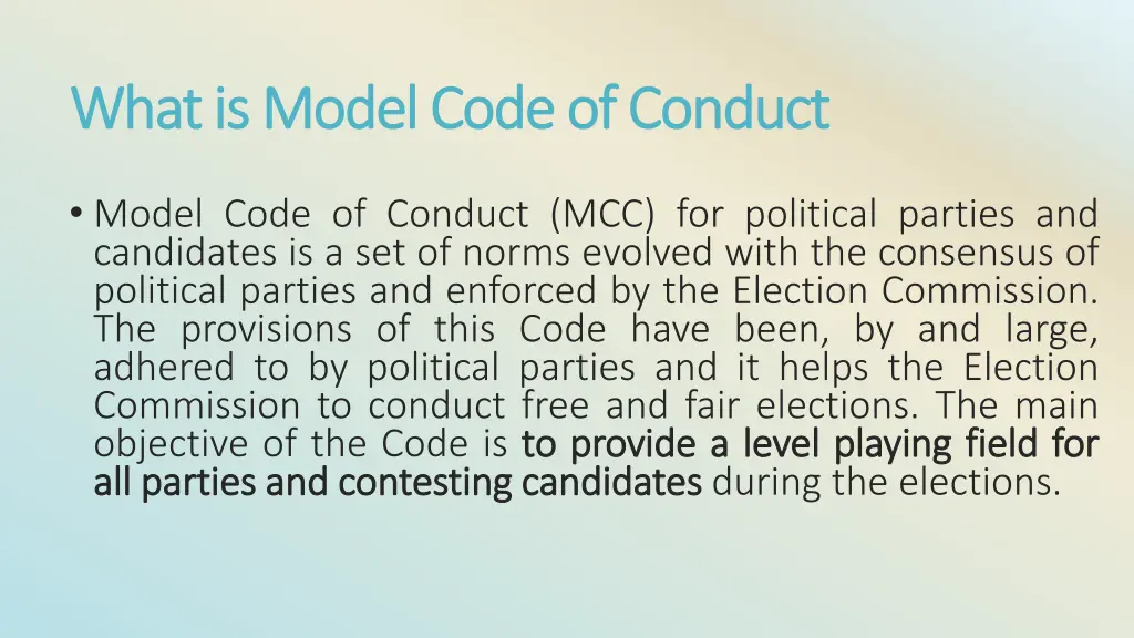 what is model code of conduct what is model code