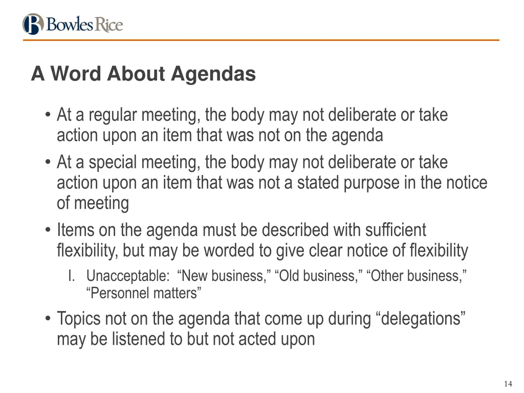 a word about agendas