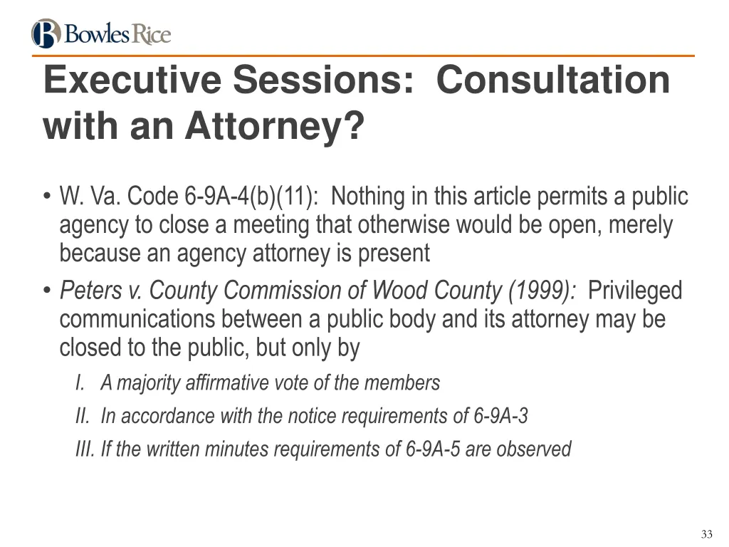 executive sessions consultation with an attorney