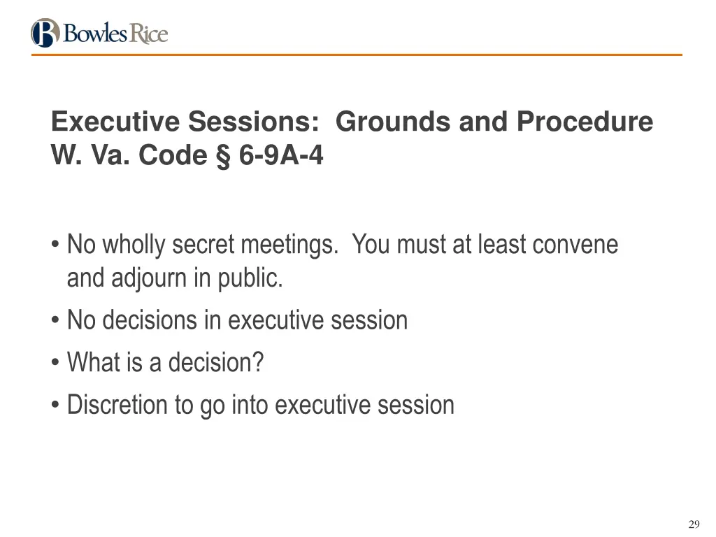 executive sessions grounds and procedure 1