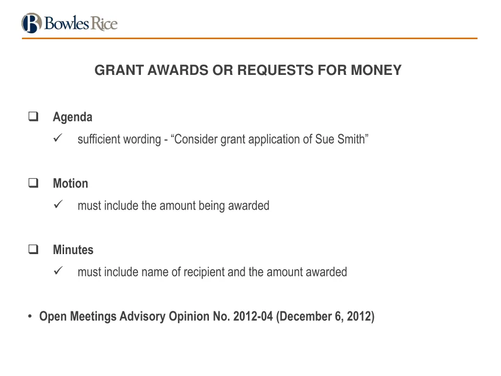 grant awards or requests for money