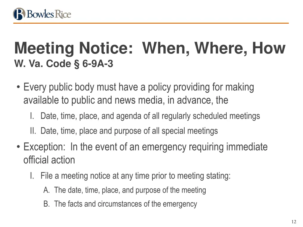 meeting notice when where how w va code 6 9a 3