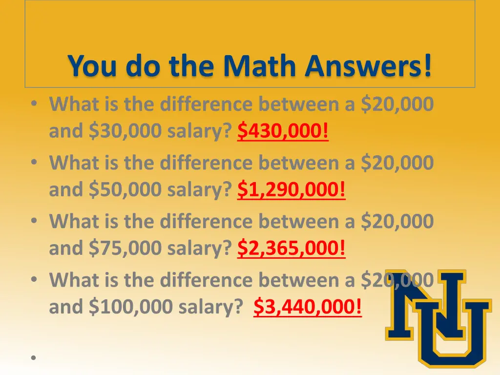 you do the math answers what is the difference